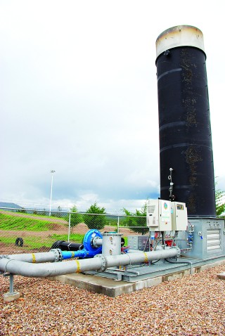 Antorcha y sistema de soplado de biogás en operación